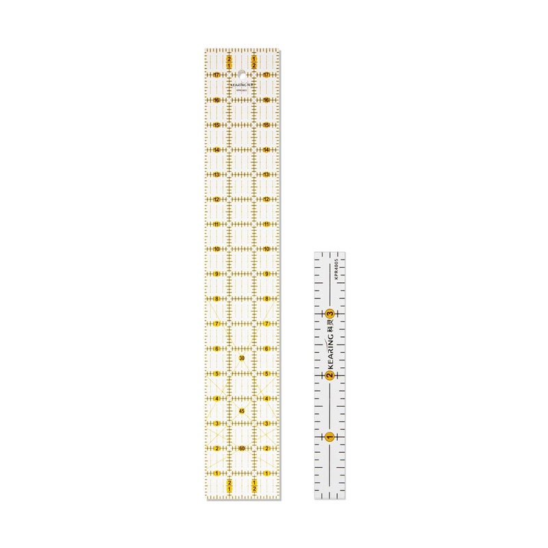 KEARING Quilting Ruler, Non-Slip Acrylic Sewing Ruler for Cutting Fabric, Clear Mini Quilting Ruler Set, 1/2" x 4" and 3" x 18" - Image 1